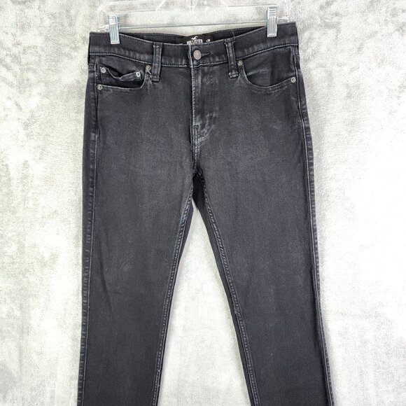 Mens Hollister Black Denim Jeans Slim Straight Advanced Stretch Size 30 X 32 - Picture 3 of 16